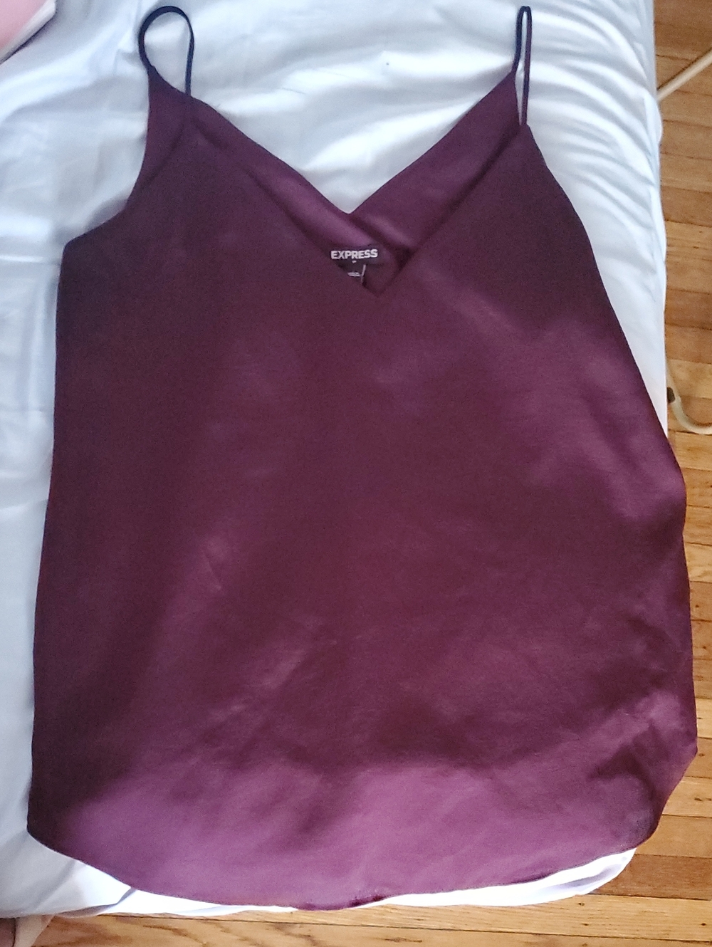 Express Plum Satin V-Neck Camisole, Size M